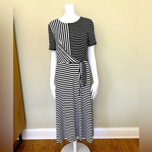 Tahari striped wrap dress